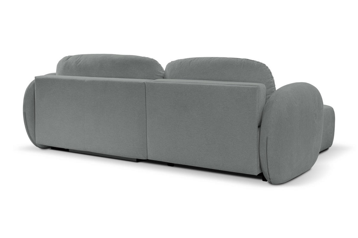 ECKSOFA AMICO L-S Grau Geflochtener Stoff mit Schlaffunktion - Grau, Holz (248/174cm) - MASSENO