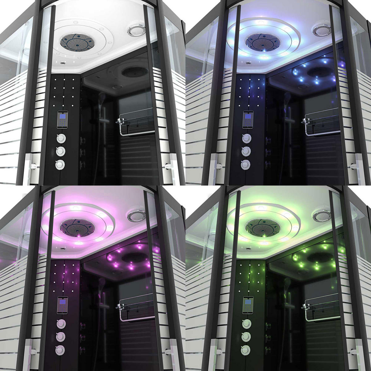 DUSCHKABINE Komplettdusche Dusche D30-73M1R-EC 80x120 cm - Schwarz, Glas/Kunststoff (80/120/215cm) - AcquaVapore by Sandra Jentho