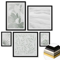 WANDBILDER 5er-Set - 50x50 cm & 20x30 cm & 40x60 cm Schwarzer Rahmen - Meeresarchitektur Griechenlands - Schwarz, Kunststoff (40/60cm) - ArtPrintCave