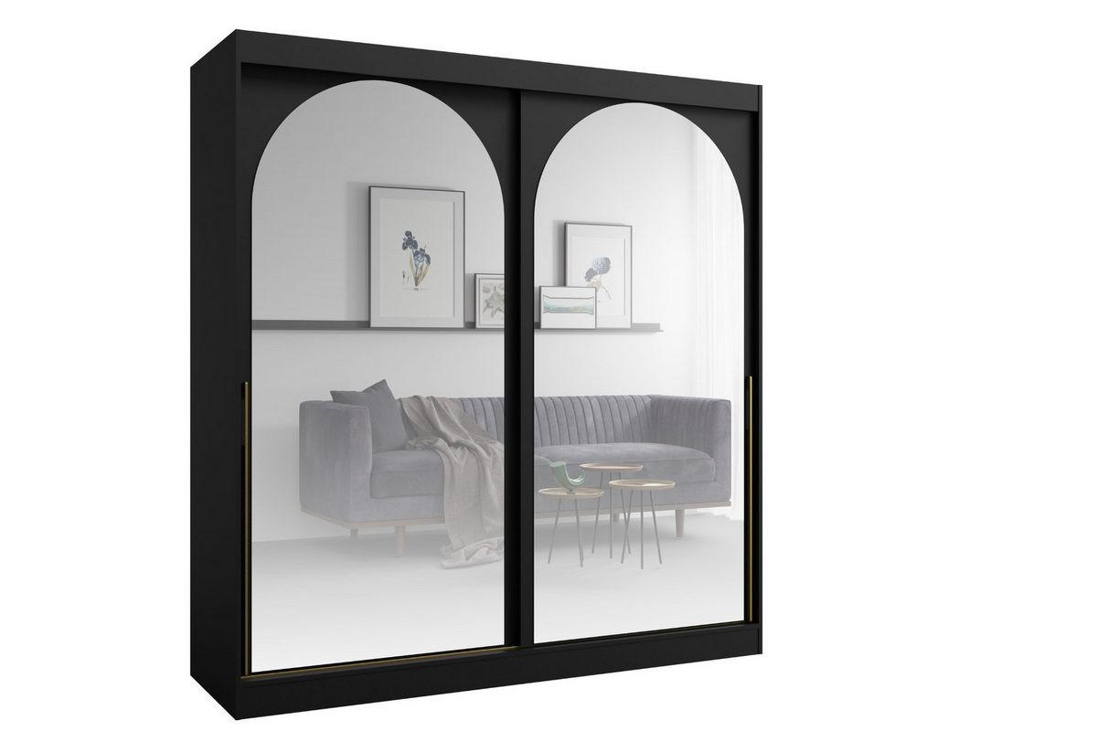 Deine Möbel 24 Schiebetürenschrank Schwarz, Gold 200x215x65 cm