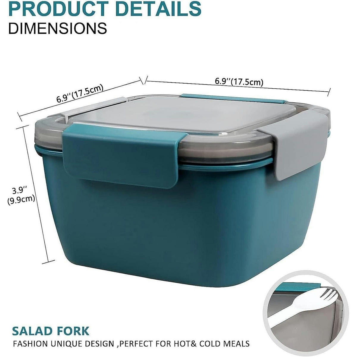 SALATBOX mit 3 Fächern und Dressingbehälter 1500 ml Dunkelblau - Dunkelblau, Kunststoff (17.5/9.9/17.5cm)