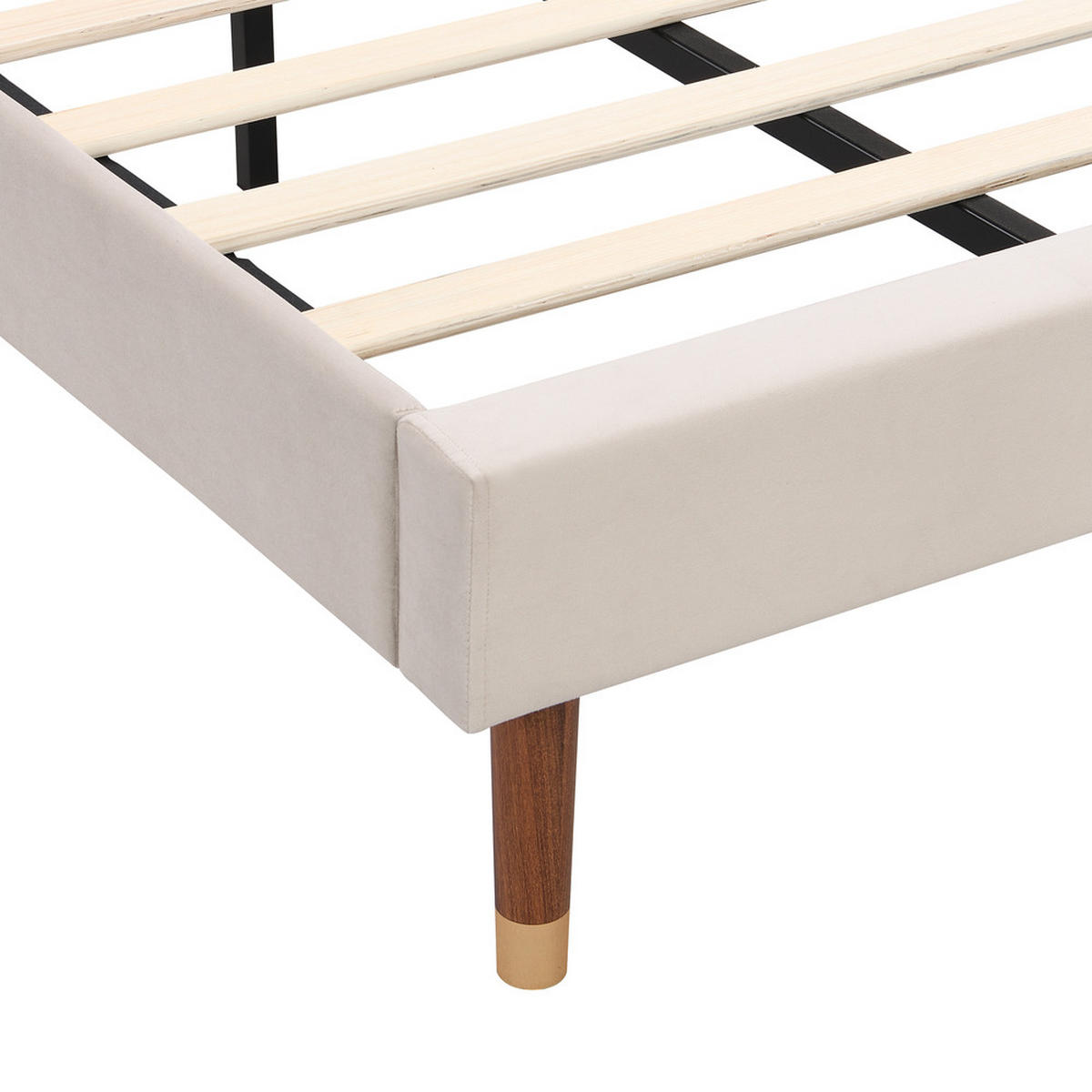 POLSTERBETT 90x200cm Beige Mit Lattenrost und Kopfteil - Beige, Textil - Raelunyi