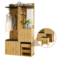 GARDEROBE MDF mit Spiegel und APP LED - Naturfarben, Holzwerkstoff (100/172.5/40cm) - FLIEKS