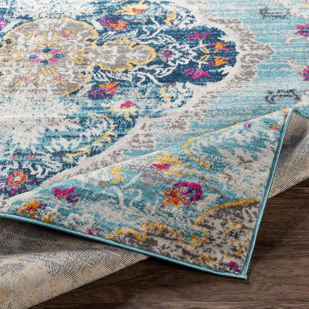 VINTAGE-TEPPICH Rund Ø 160 cm Blau - Blau, Textil (160/160cm) - LIVABLISS