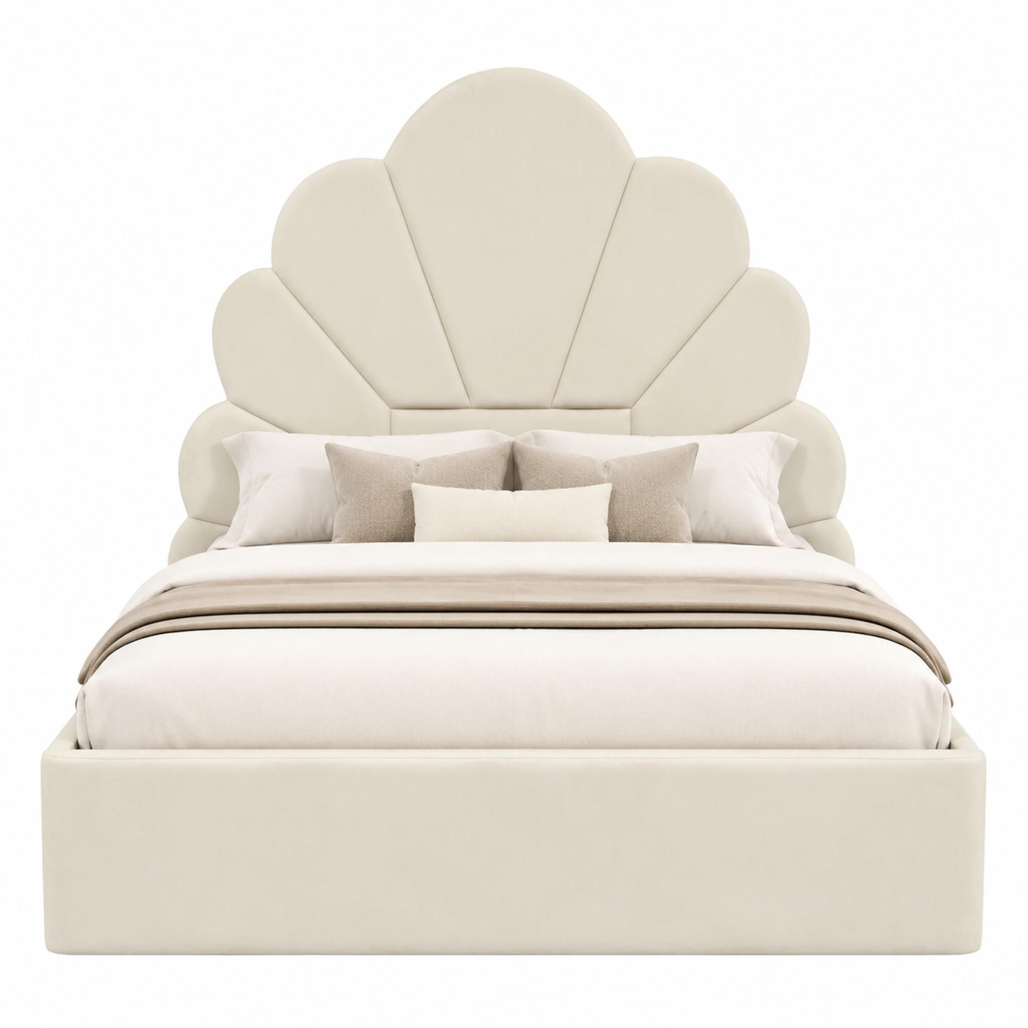 POLSTERBETT 90x200 cm Samt Beige Einzelbett - Beige, Metall (90/200cm) - Meubliv