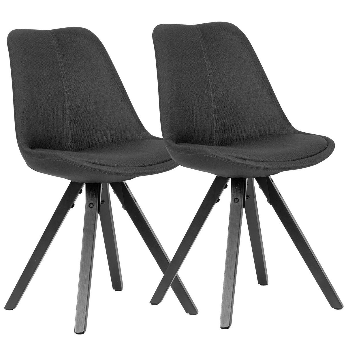 ESSZIMMERSTUHL Stoffbezug mit Holzgestell Modern gepolstert, Grau 49x52x87 cm - Schwarz/Grau, Holz/Textil (49/87/52cm) - KADIMA DESIGN