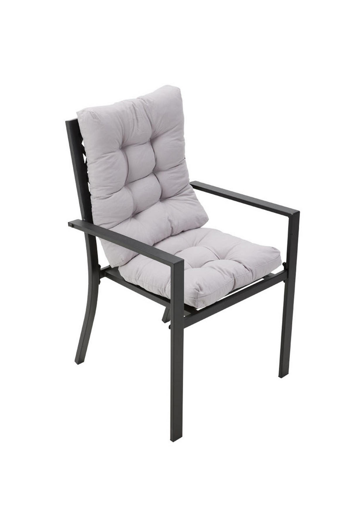 SITZKISSEN-SET 2-tlg. aus Polyester PP-Baumwolle in Grau für Outdoor-Liegen Kombinierfreudiges Design 43 x 53 cm - Grau, Textil (43/72/53cm) - Livingandhome