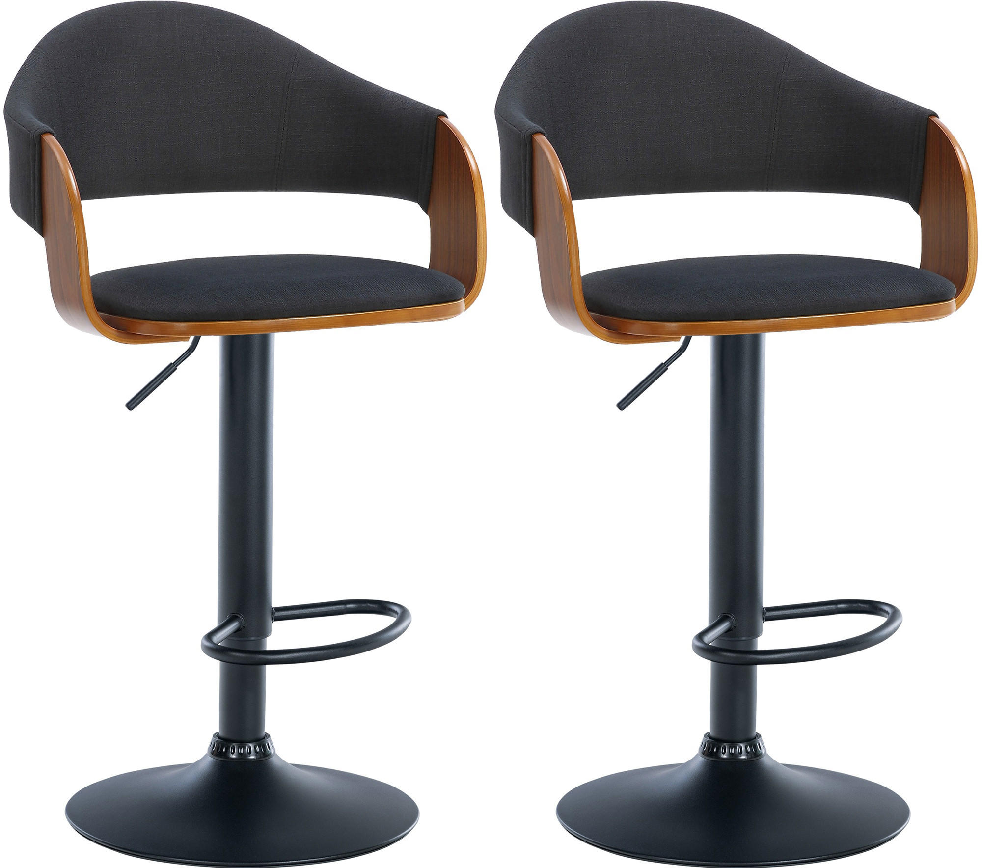 BARHOCKER 2er Set Stoff walnuss/schwarz - Walnussfarben/Schwarz, Textil (50/89/49cm) - CLP