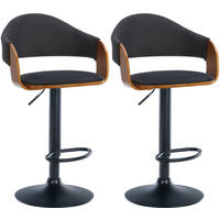 BARHOCKER 2er Set Stoff walnuss/schwarz - Walnussfarben/Schwarz, Textil (50/89/49cm) - CLP
