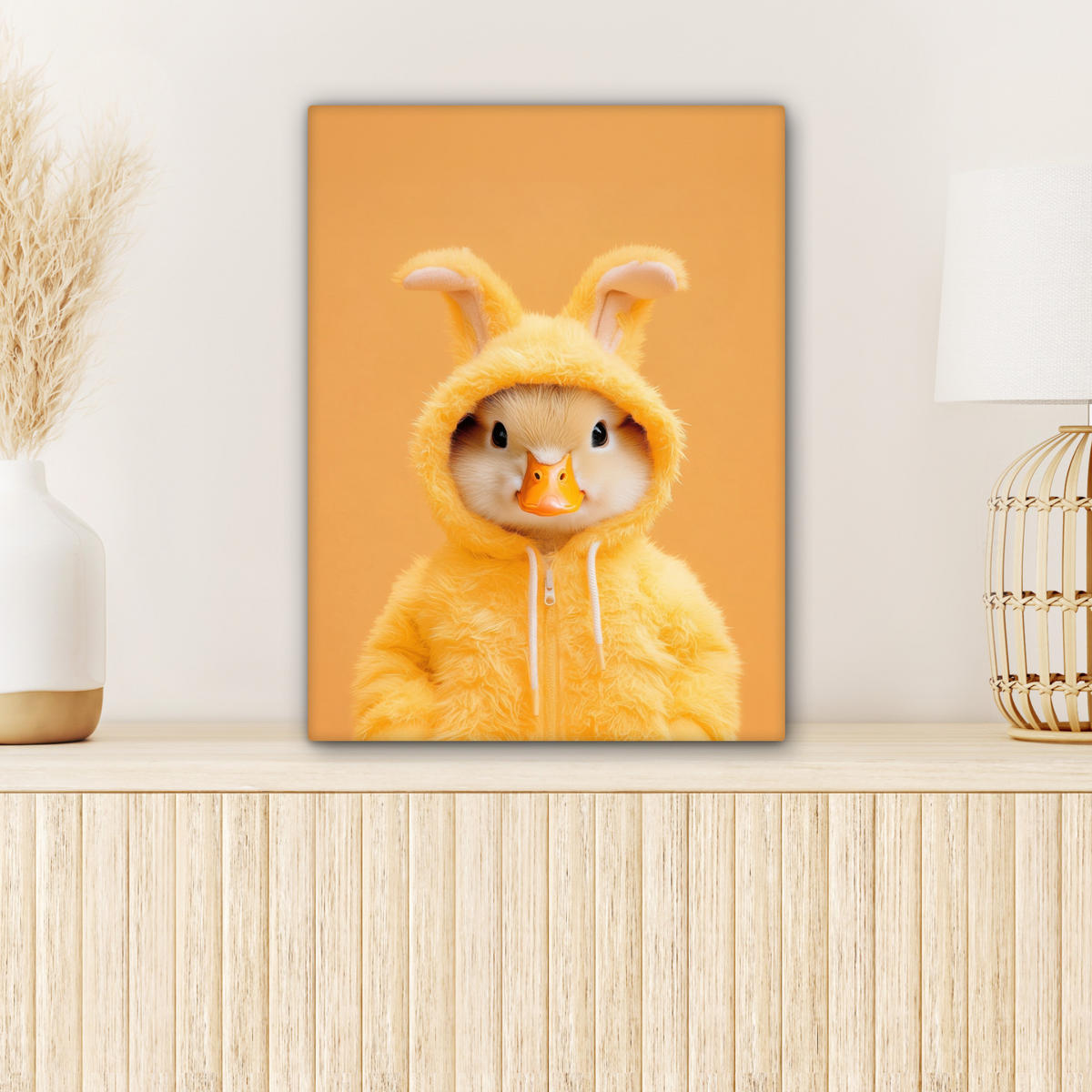 LEINWANDBILD Osterhase - Kostüm - Ente Room Decor 30x40 cm - Gelb, Textil (30/40cm) - MuchoWow