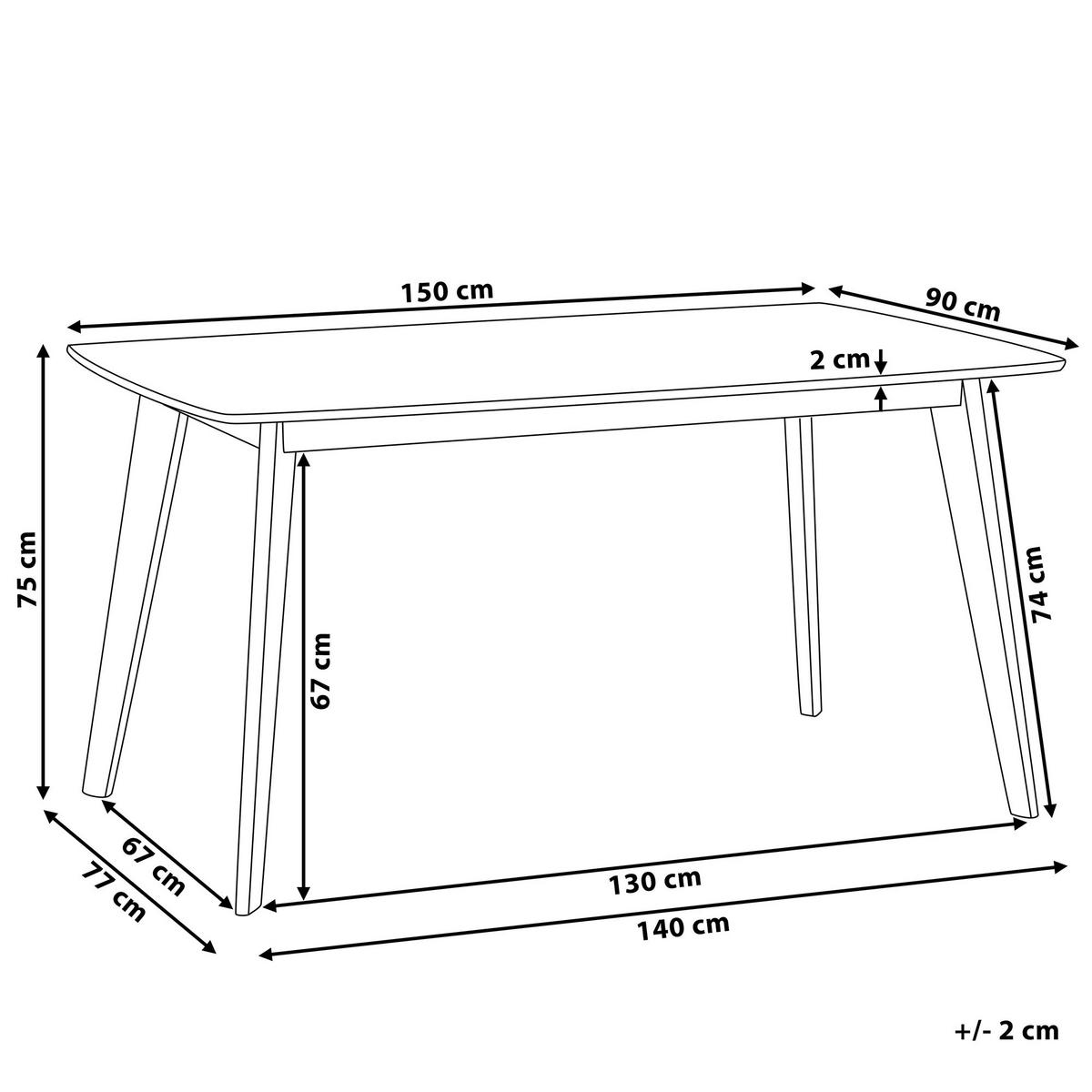 ESSTISCH 150/90/75 cm Weiß, Hellbraun Rechteckig Santos - Weiß, Holzwerkstoff (150/90/75cm) - Beliani