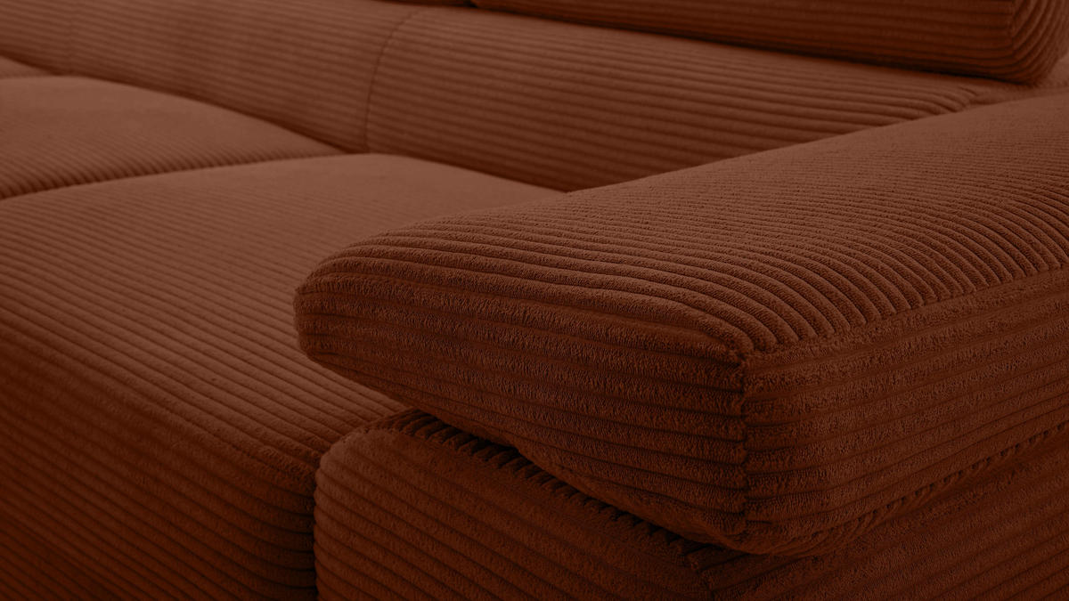 ECKSOFA L Form Arborio Ziegelrot 280/203/90 cm Links mit Schlaffunktion - Schwarz/Orange, Textil/Metall (203/280cm) - AX Living