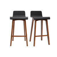 BARHOCKER Schwarz Walnuss H65 cm 2er-Set BALTIK - Schwarz, Holz (44/77.5/39.5cm) - Miliboo