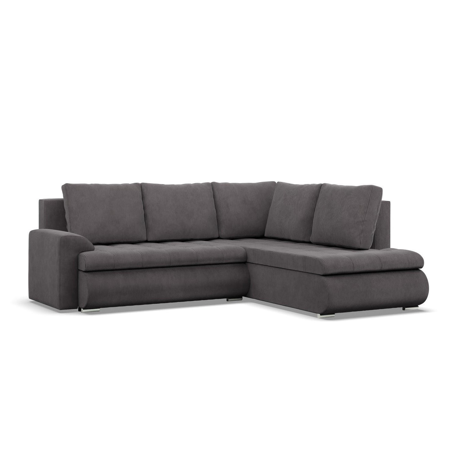 ECKSOFA RECHTS MIT SCHLAFFUNKTION FORESTA, Cord - Dunkelgrau - Dunkelgrau, Textil (230/200cm) - Mebligo
