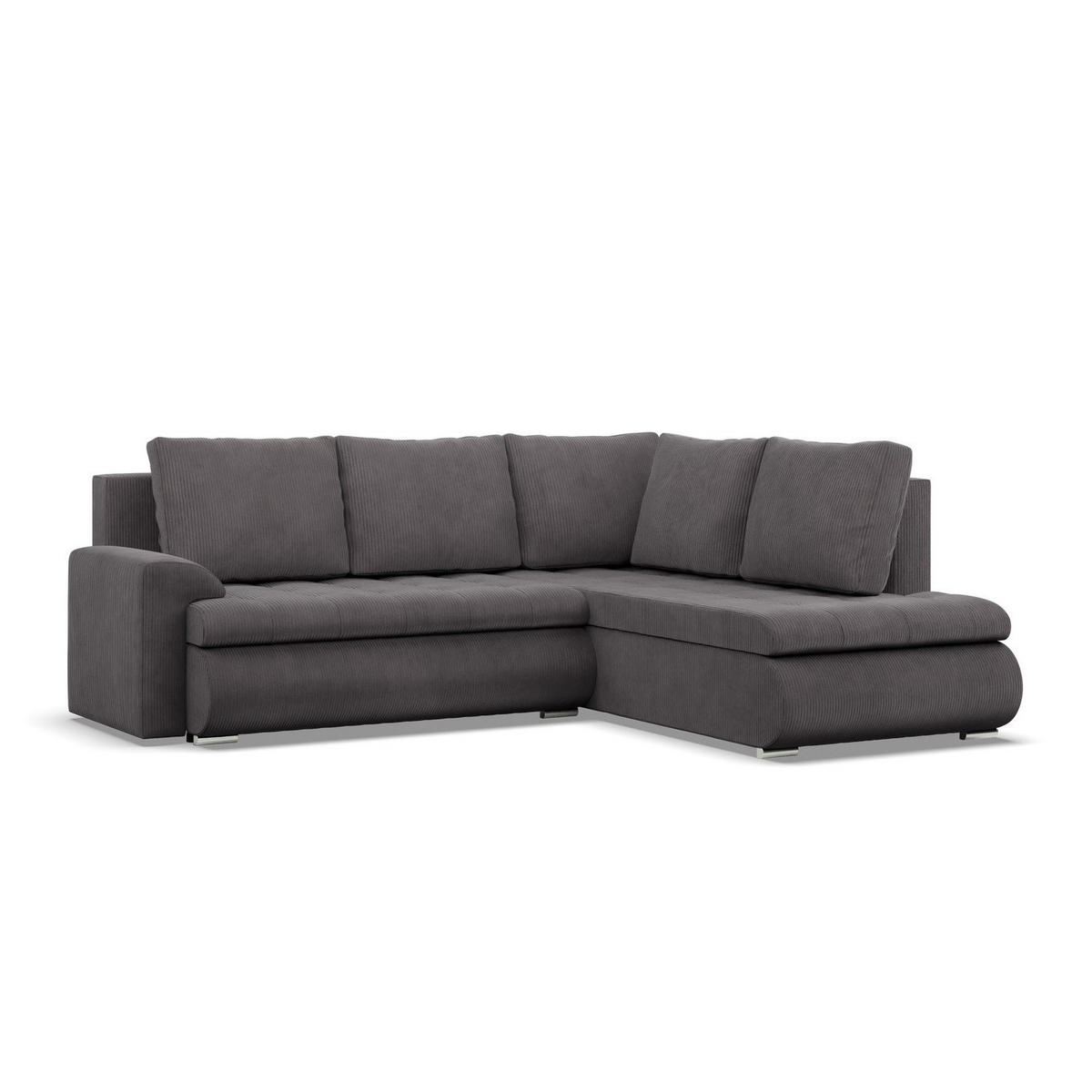 ECKSOFA RECHTS MIT SCHLAFFUNKTION FORESTA, Cord - Dunkelgrau - Dunkelgrau, Textil (230/200cm) - Mebligo