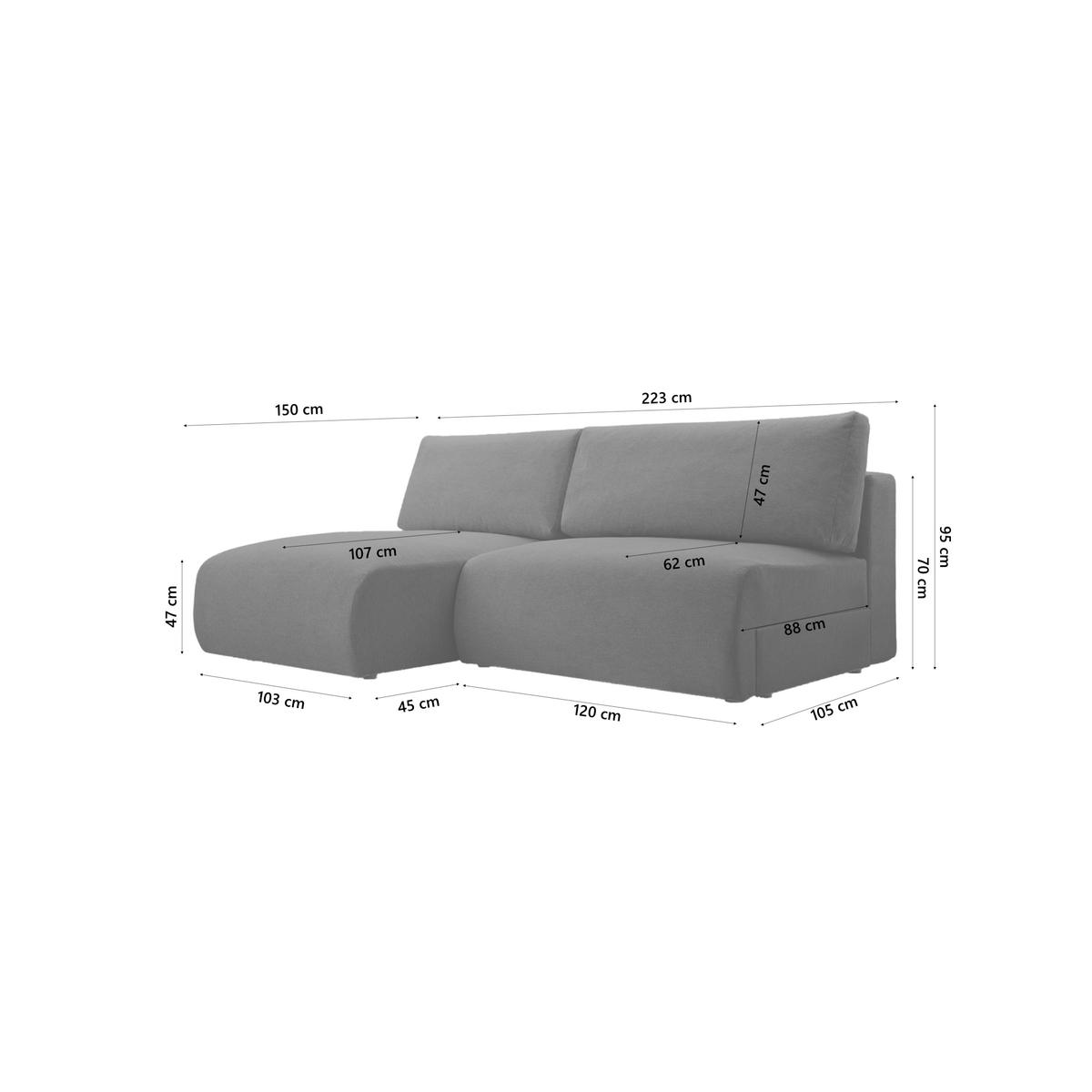 ECKSOFA Ripley mit Schlaffunktion, Anthrazit - Anthrazit, Textil (223/150cm) - Fedve