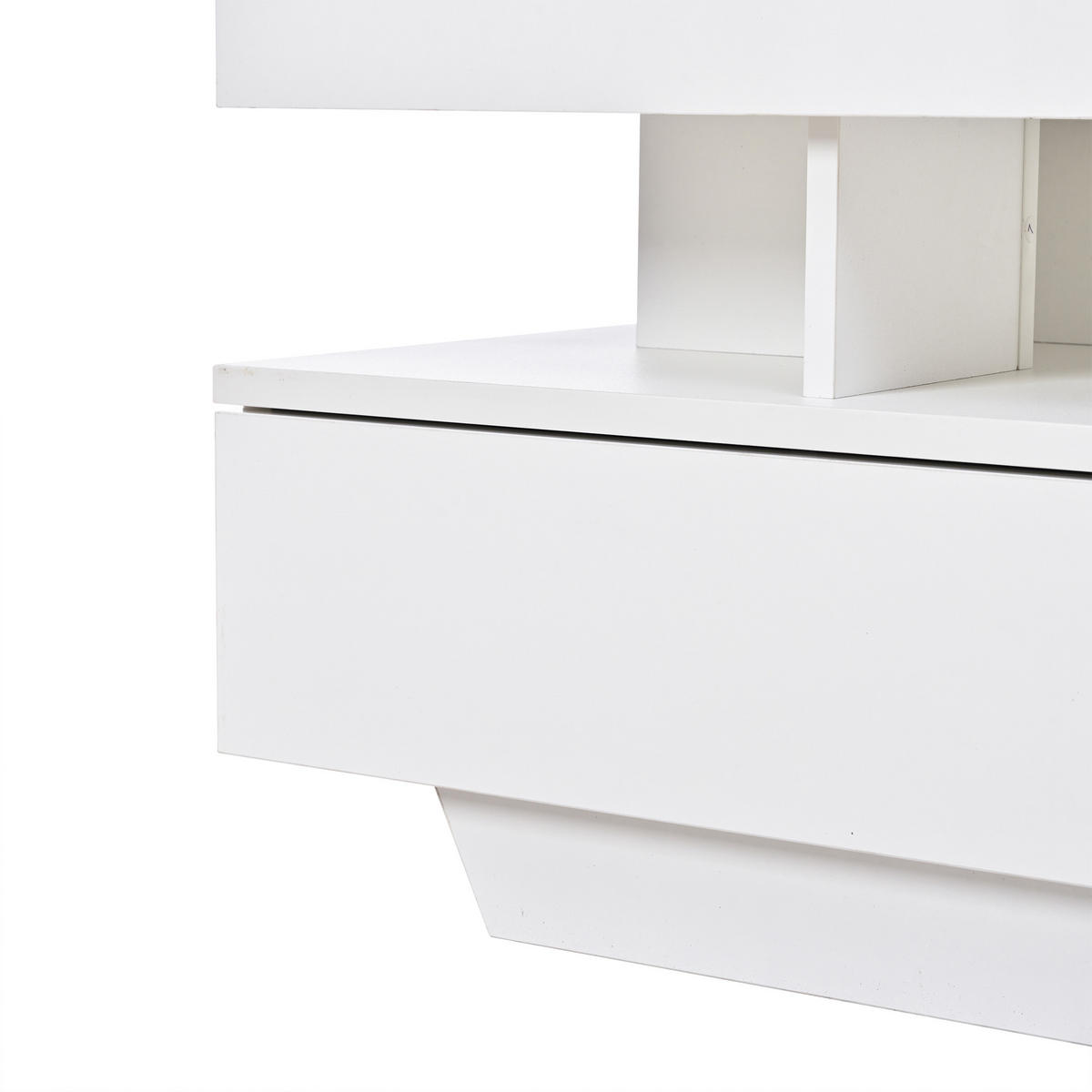 COUCHTISCH in Weiß Höhenverstellbarer Wohnzimmertisch mit LED & Stauraum, Lift-Top bis 58,5cm, 100/50/45cm - Weiß, Holzwerkstoff/Metall (50/100/45cm) - STILVORA