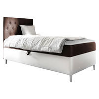 BOXBETT Filip Junior 1, Seite zum Öffnen des Bettkastens: Links - Weiß/Braun, Holz (80/200cm) - MIRJAN24