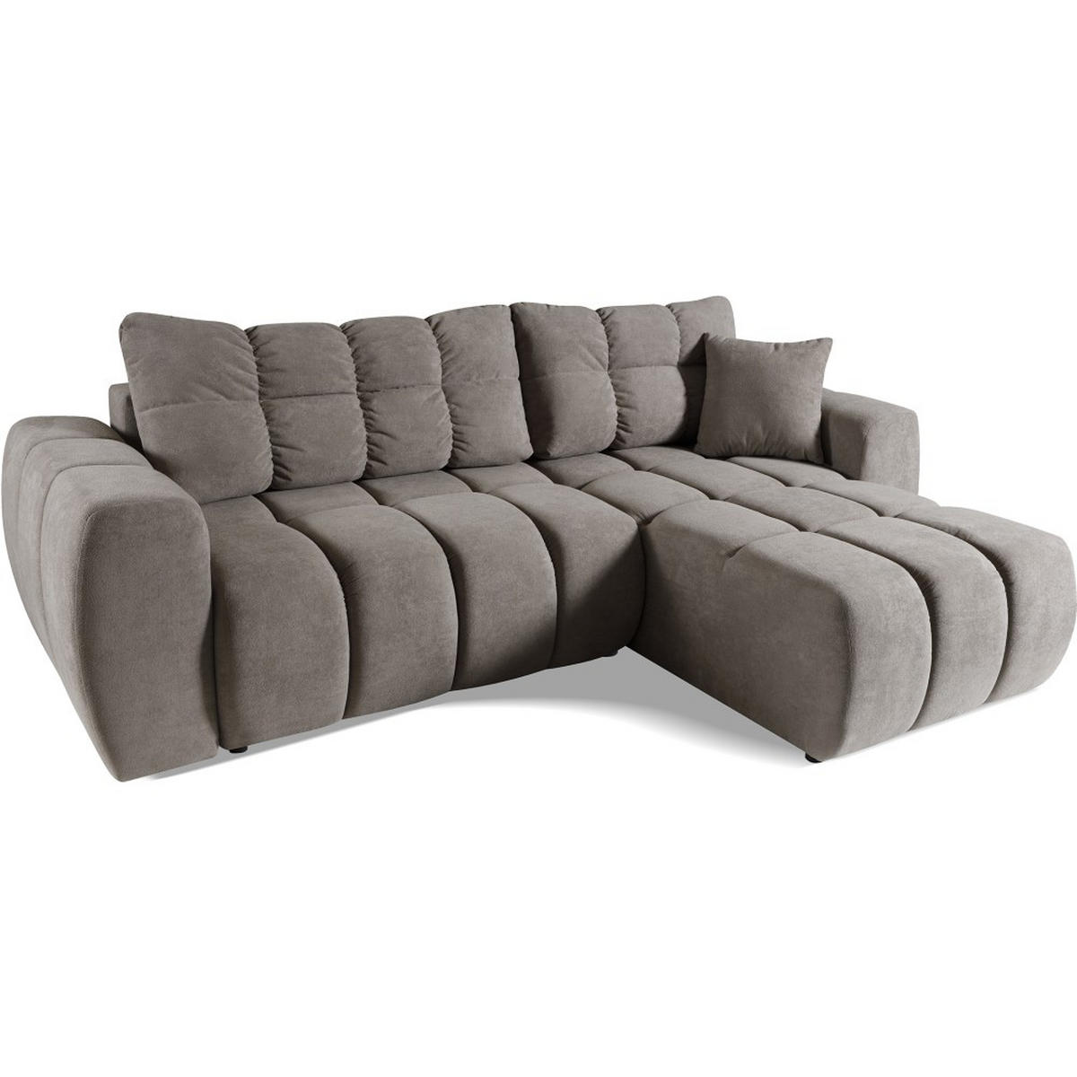 ECKSCHLAFSOFA Ferio mit Bettkasten, universelle Ottomane, Hellbraun - Hellbraun/Schwarz, Textil (253/172cm) - Beautysofa