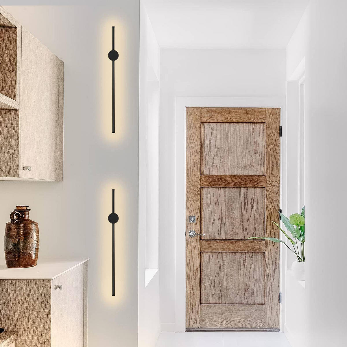 LED - WANDLEUCHTE Flussith (2er-Set) 10.0/6.0/60.0 cm - Schwarz, Metall (10/6/60cm) - ZMH