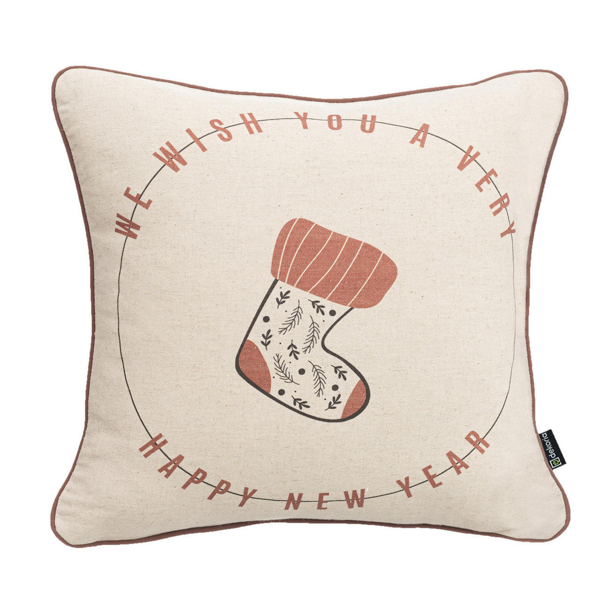 KISSENHÜLLE Festive Stocking 43x43 cm - Beige, Textil (43/1cm) - Dekoria