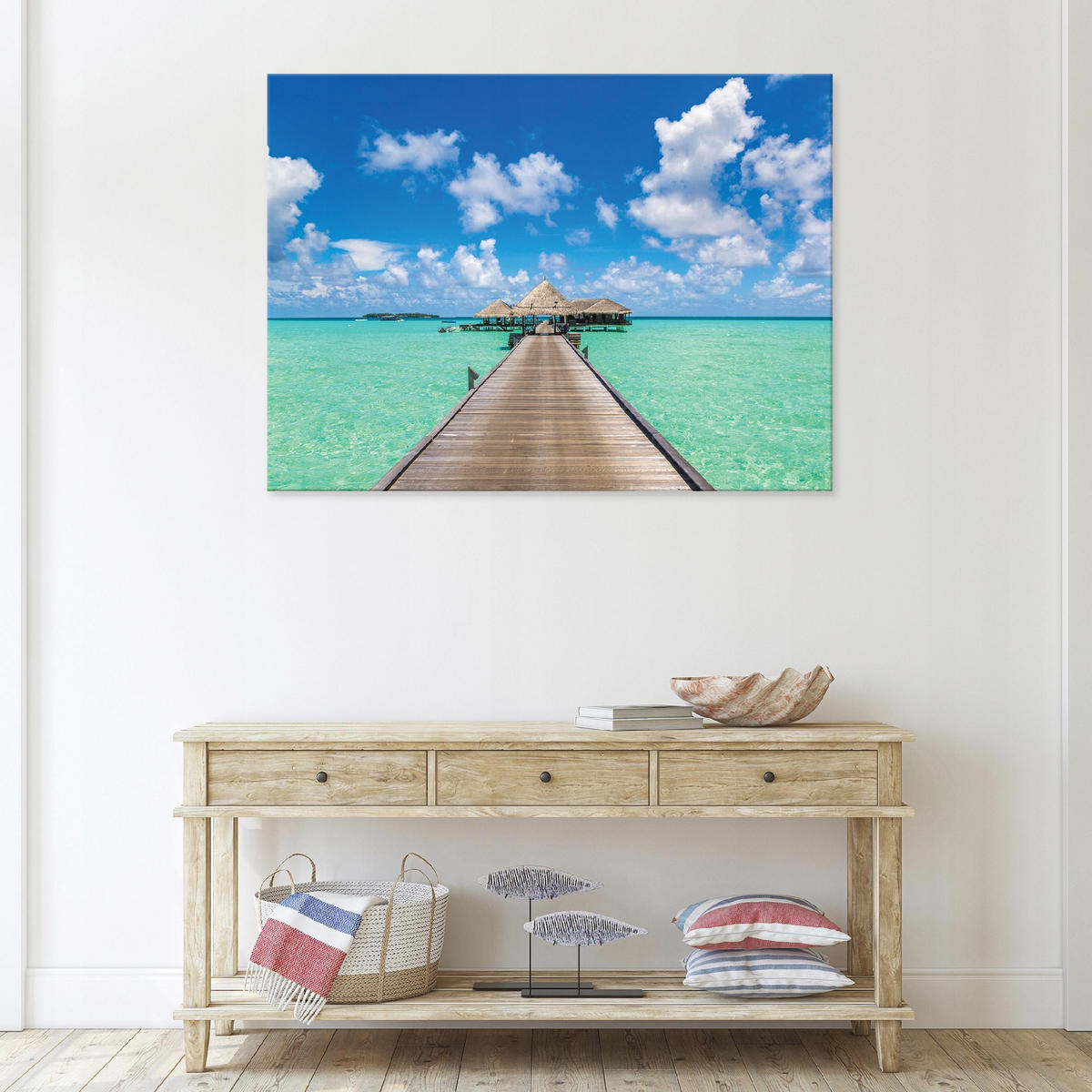 LEINWAND BILDER Strand Meer 100x70 - Multicolor, Holzwerkstoff (100/70cm) - Wallarena