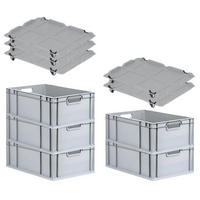 EUROBOX 5x Nextgen Economy Mit Auflagedeckel Grau/Schwarz Griffe Offen 44 Liter - Schwarz, Kunststoff (40/22/60cm) - PROREGAL