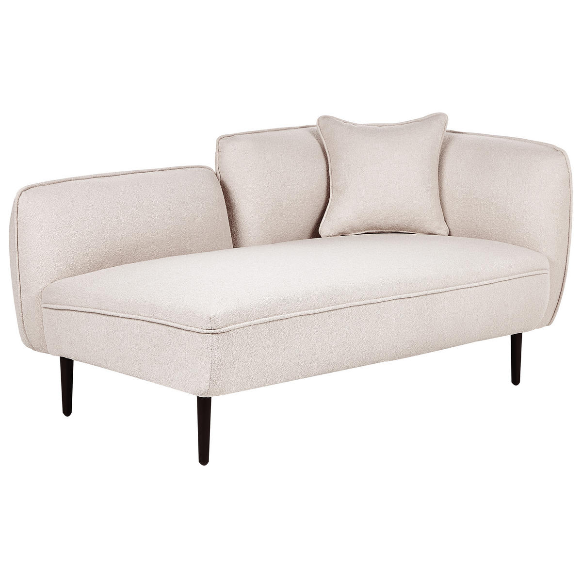 CHAISELONGUE Bouclé hellbeige rechtsseitig Chevannes - Beige/Schwarz, Textil (138/74/77cm) - Beliani