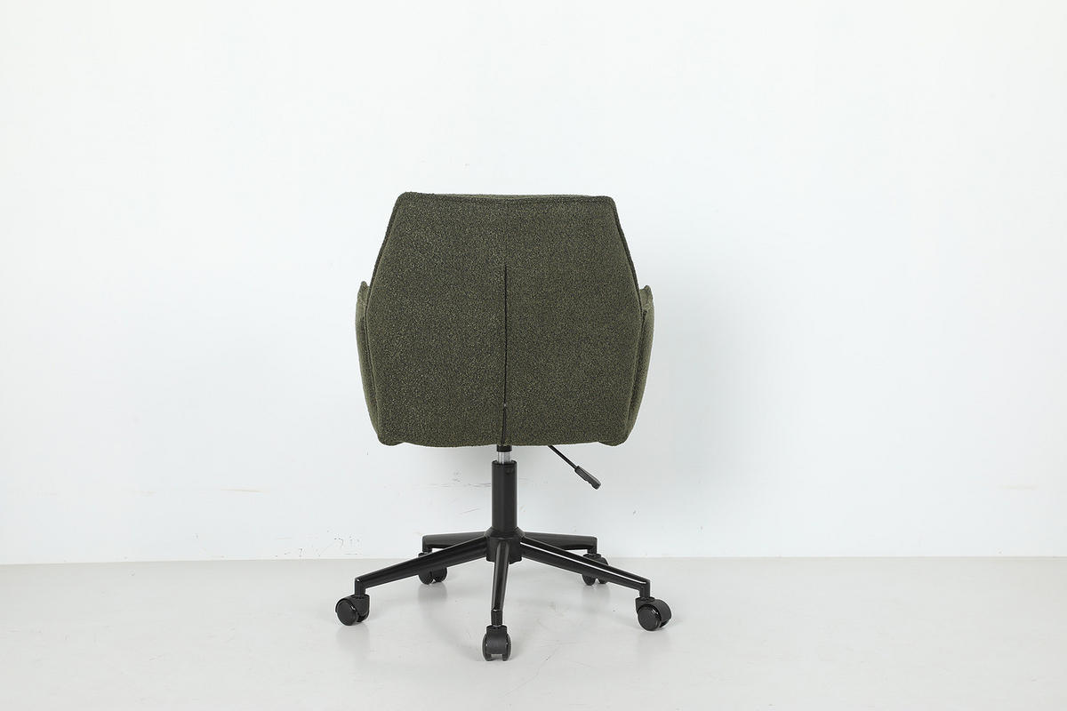 BÜRODREHSTUHL - Bouclé / Eisen - Schwarz/Olivgrün, Textil/Metall (57/85/62cm) - home24