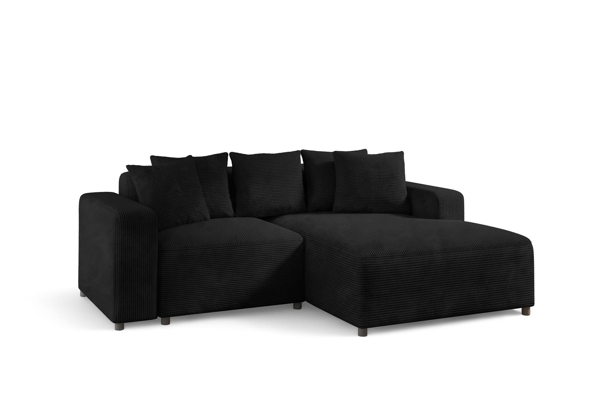 ECKSOFA Megan Xs In Stoff Poso - Schwarz, Holzwerkstoff/Textil (240/165cm) - Fun Möbel