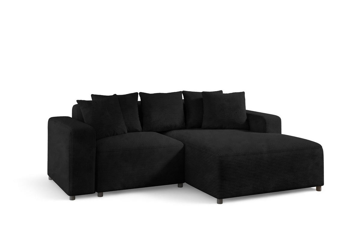 ECKSOFA Megan Xs In Stoff Poso - Schwarz, Holzwerkstoff/Textil (240/165cm) - Fun Möbel
