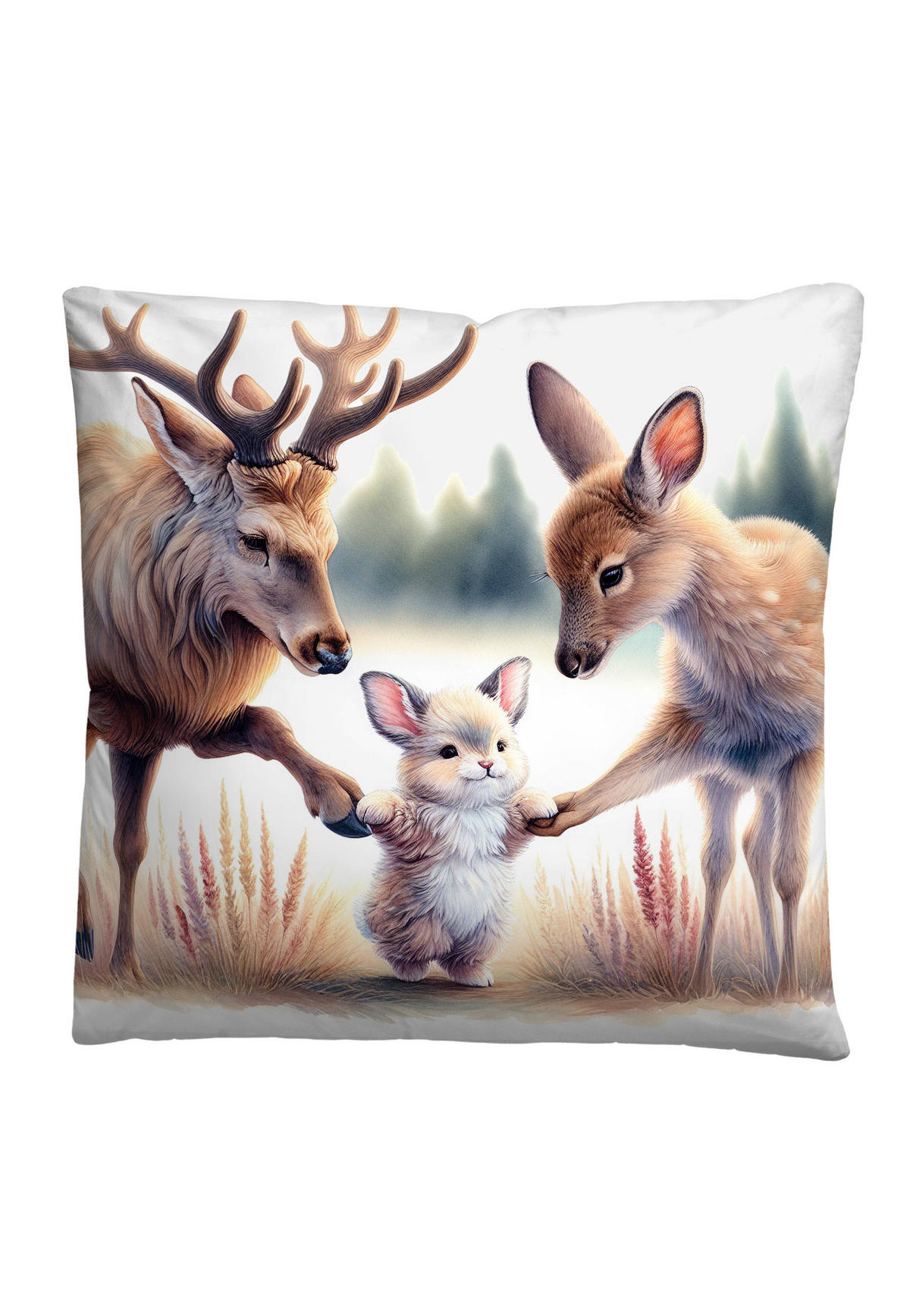 BETTWÄSCHE-GARNITUR Biber Waldtiere natur, 155x200 cm + 80x80 cm - Naturfarben, Textil (155/200cm) - biberna