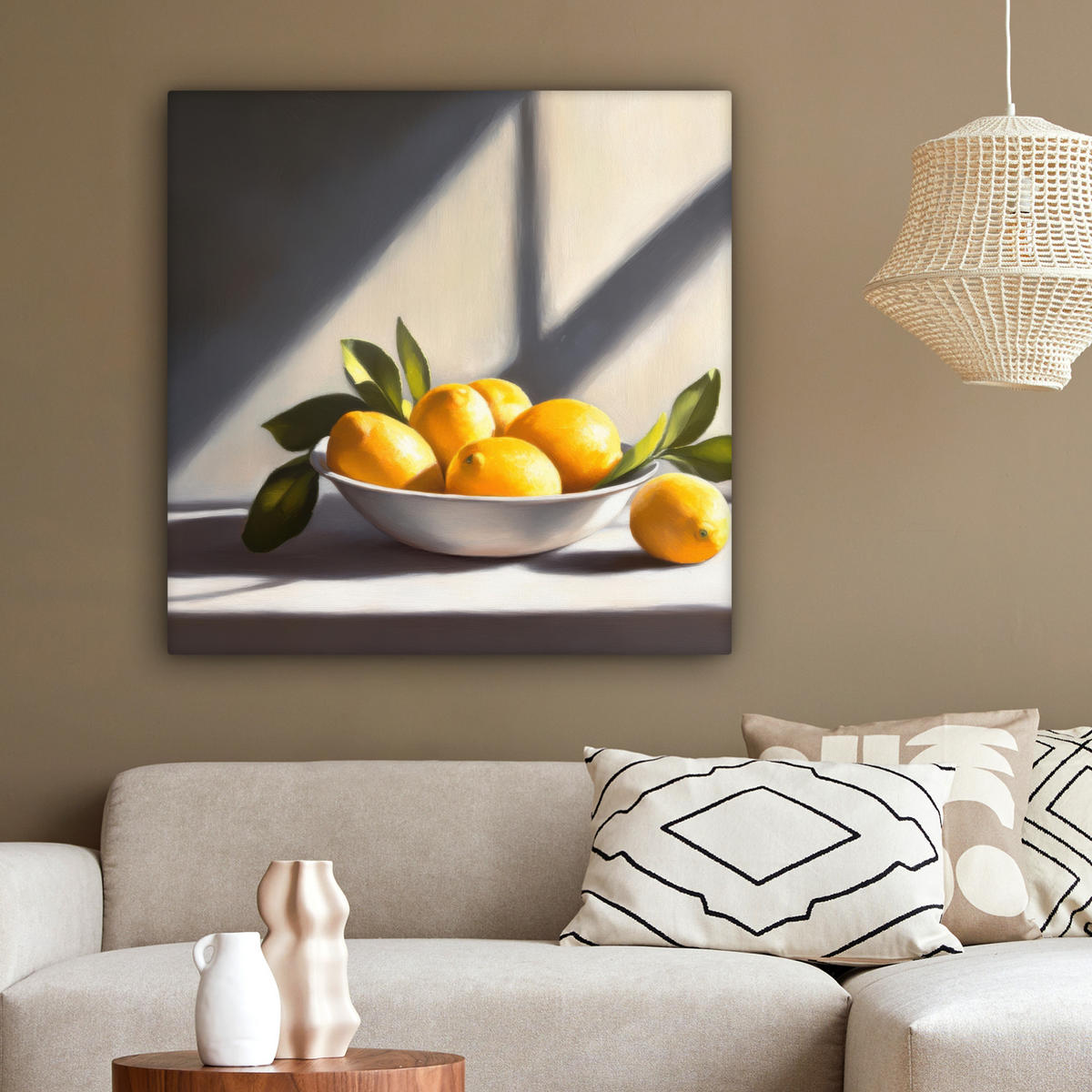 LEINWANDBILD Zitronen - Stilleben - Gelb 90x90 cm - Gelb, Textil (90/90cm) - MuchoWow