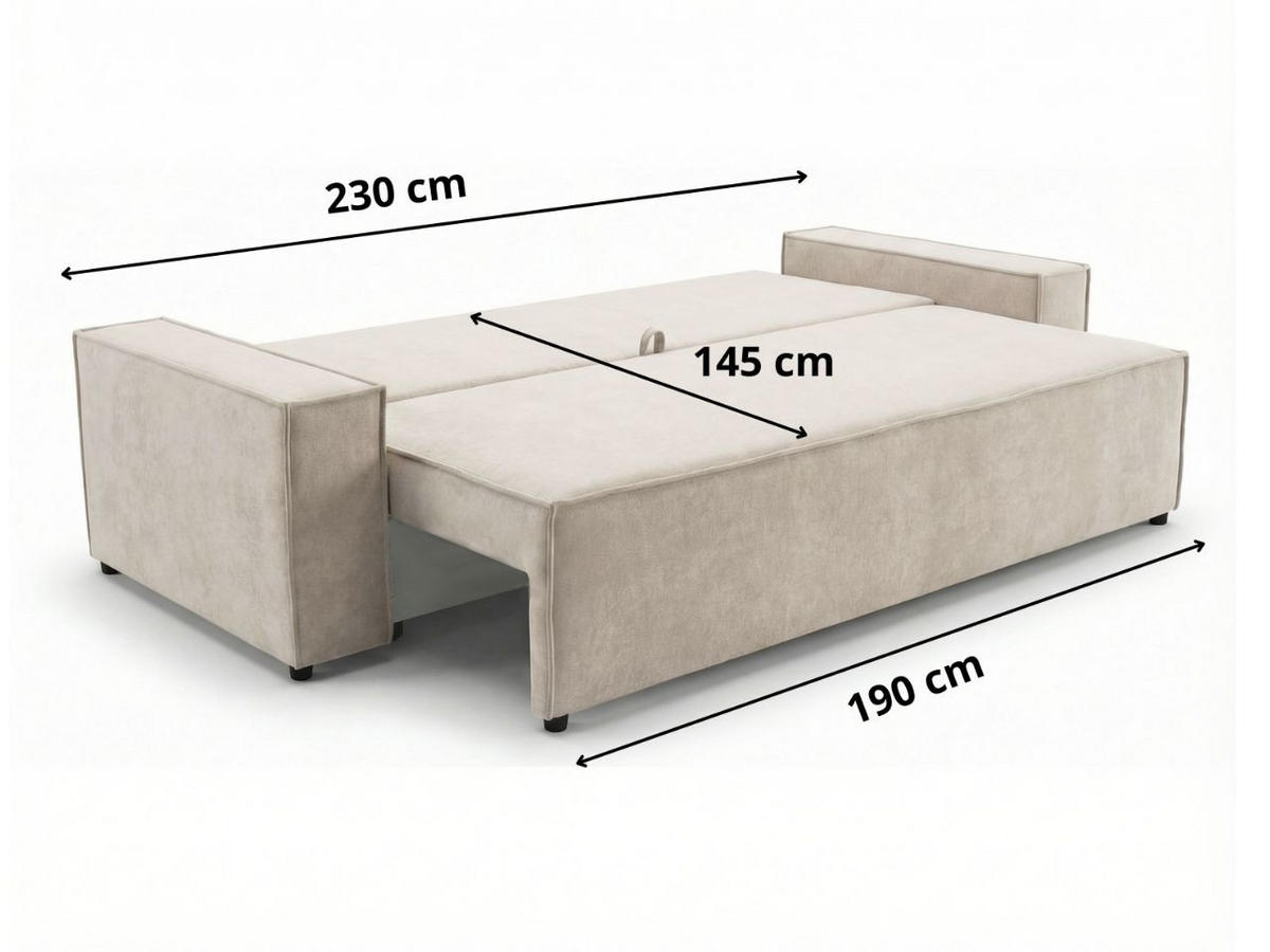 SOFA 230/90/70 Creme Sivra - Creme, Kunststoff/Textil (230/70/90cm) - Graingold