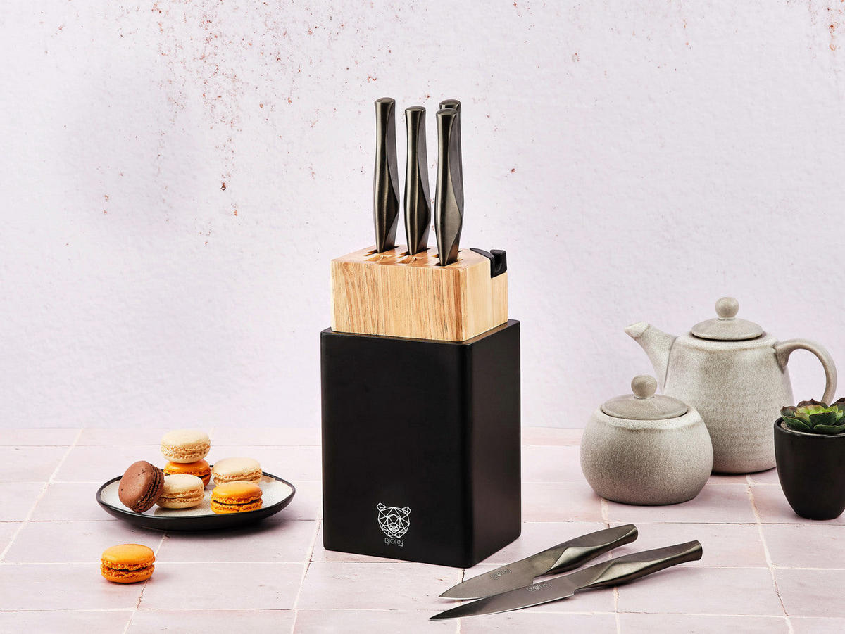 KÜCHENMESSERBLOCK Larus Porvoo - 8 Teile - Grau, Metall (1cm) - Björn