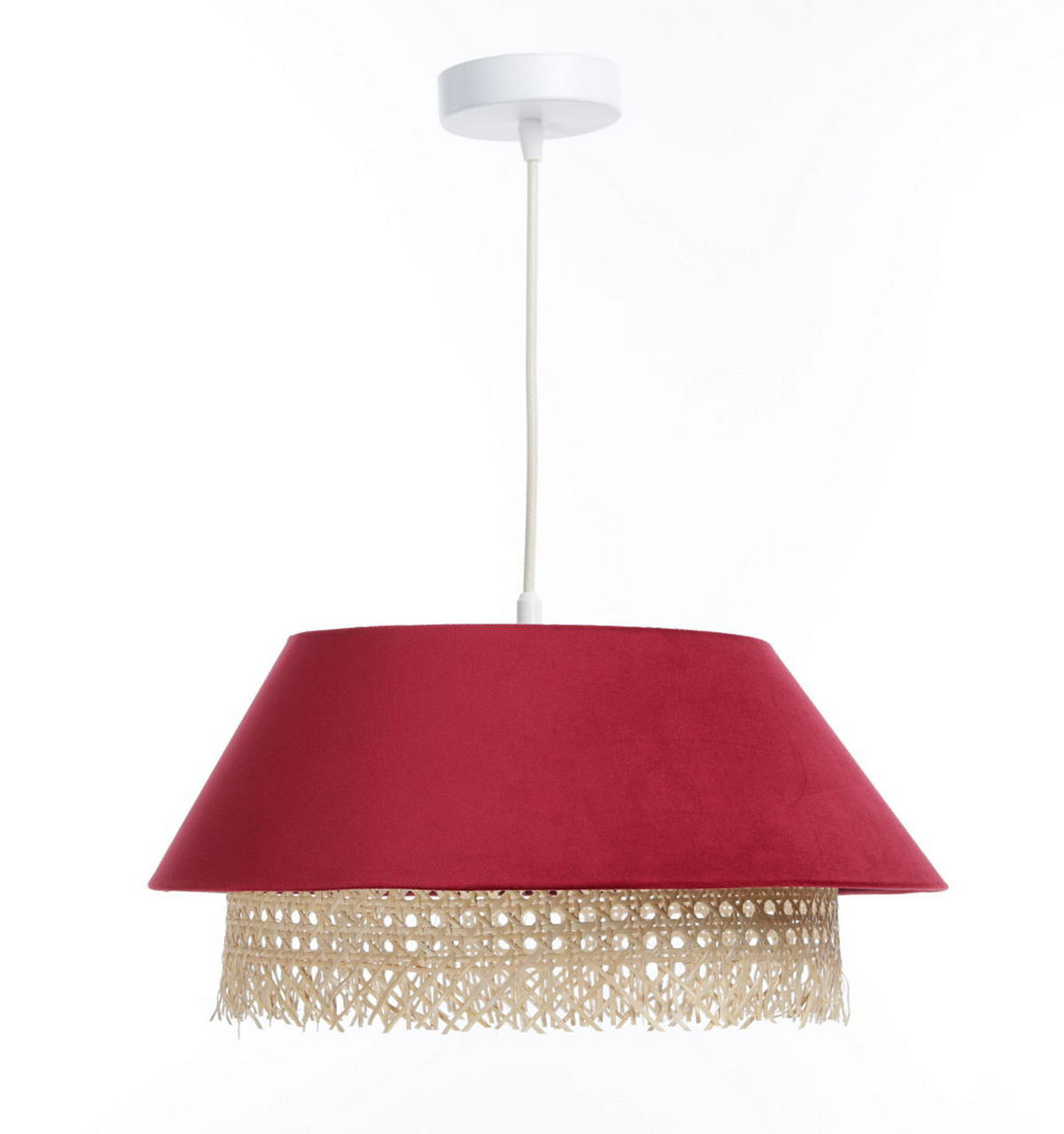 HÄNGELEUCHTE Rot 40/19 cm - Rot, Naturmaterialen (40/1.3/19cm) - ONZENO
