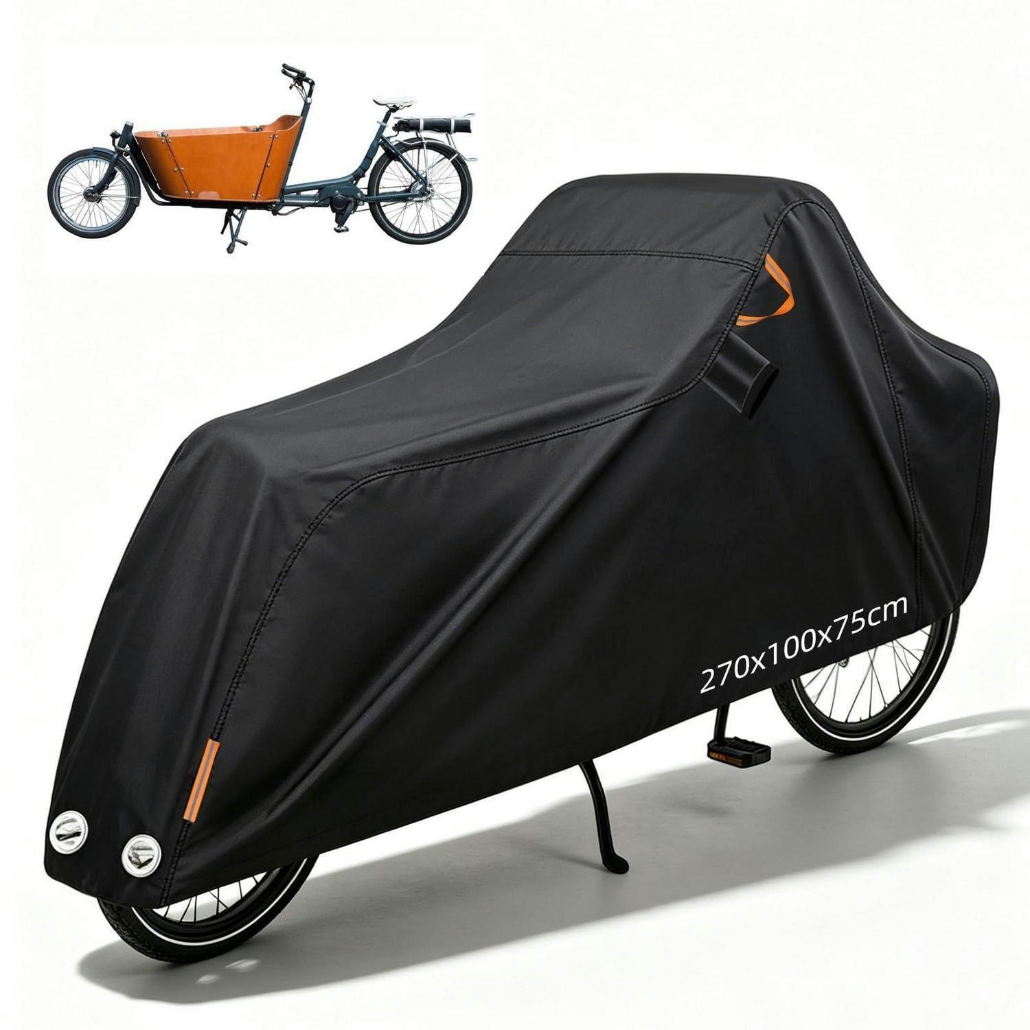 LASTENRAD Abdeckung 420D Oxford Wasserdicht 270x100x75cm - Schwarz, Textil (100/75/270cm)
