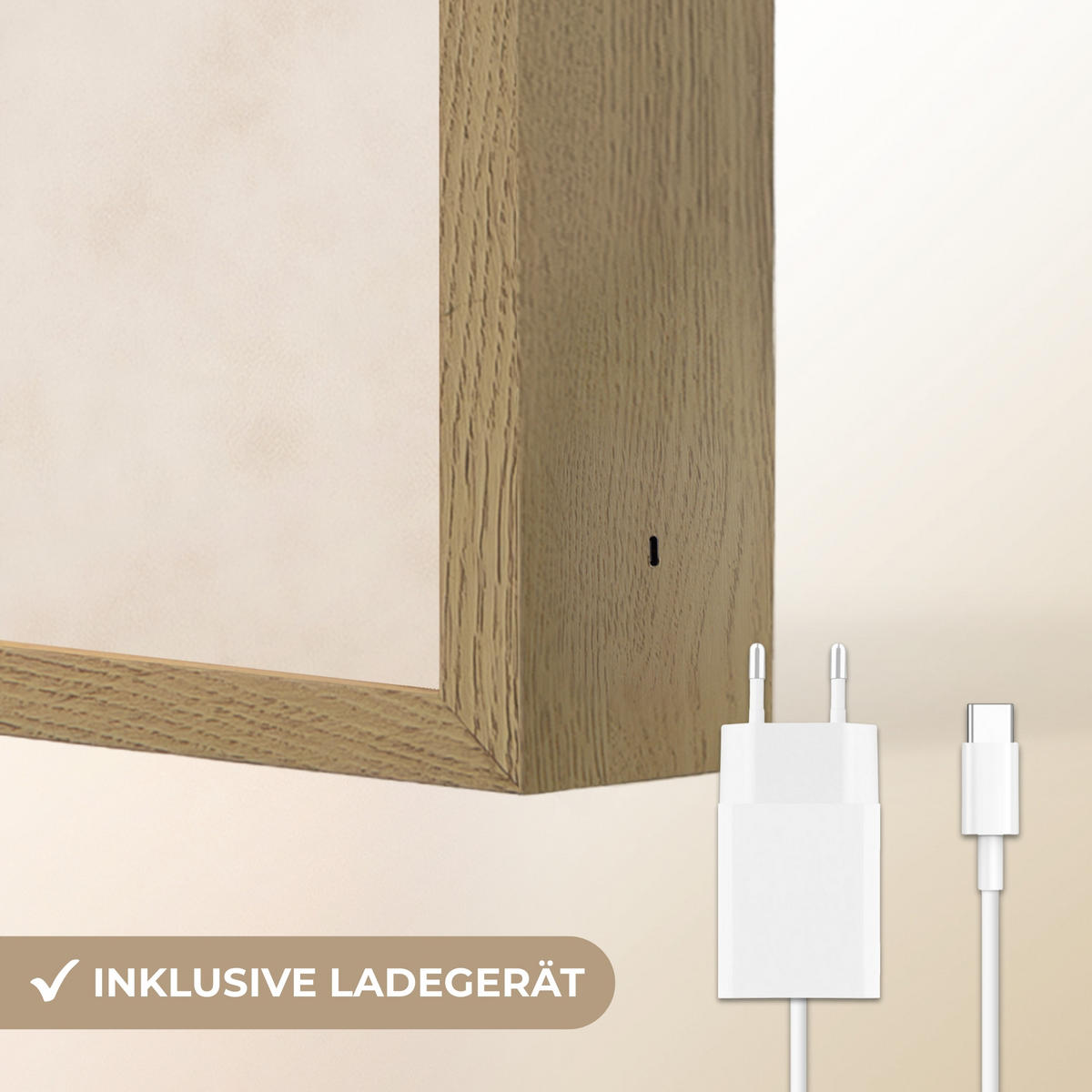 NÁSTĚNNÁ LAMPA S AKUMULÁTOREM Symetrický ohyb - měděná barva 40x60 cm - béžová, kompozitní dřevo (40/60/8cm) - OnlyWow
