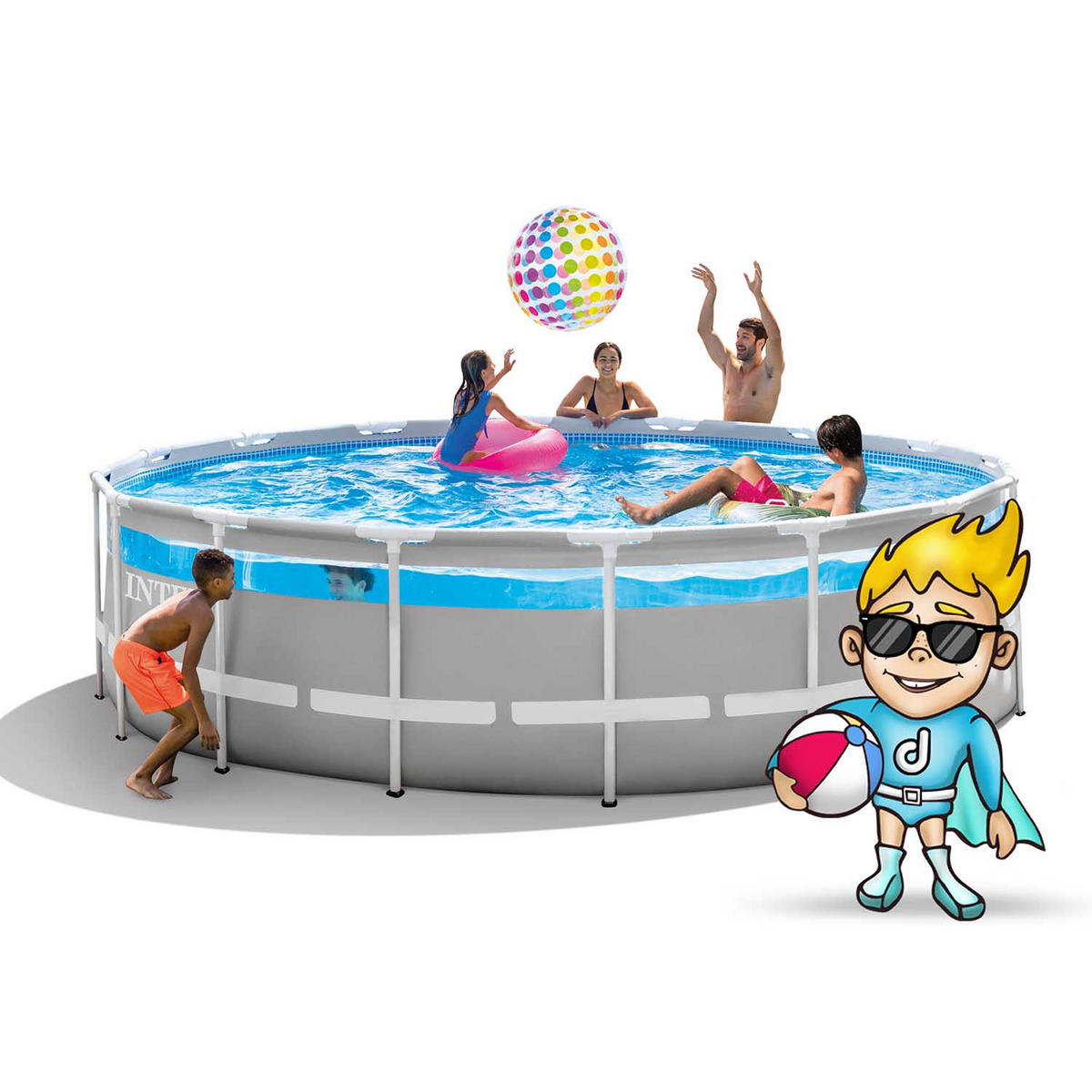 POOL SET 488 x 122 cm, 11in1 - 26730 - Grau, Textil (488/122cm)