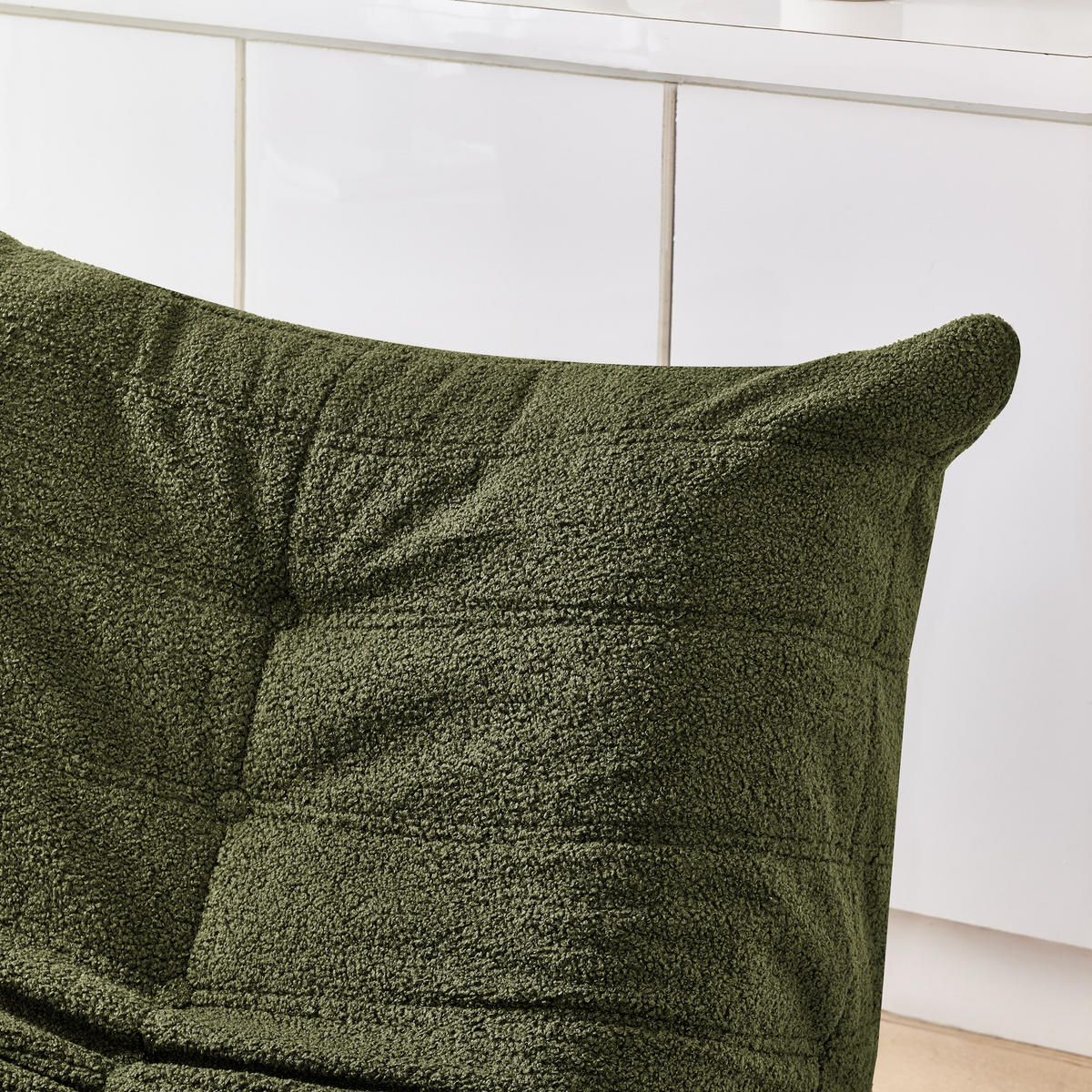 SITZSACK Teddystoff Grün mit Hocker - Grün, Textil (100/70/90cm) - WISHDOR