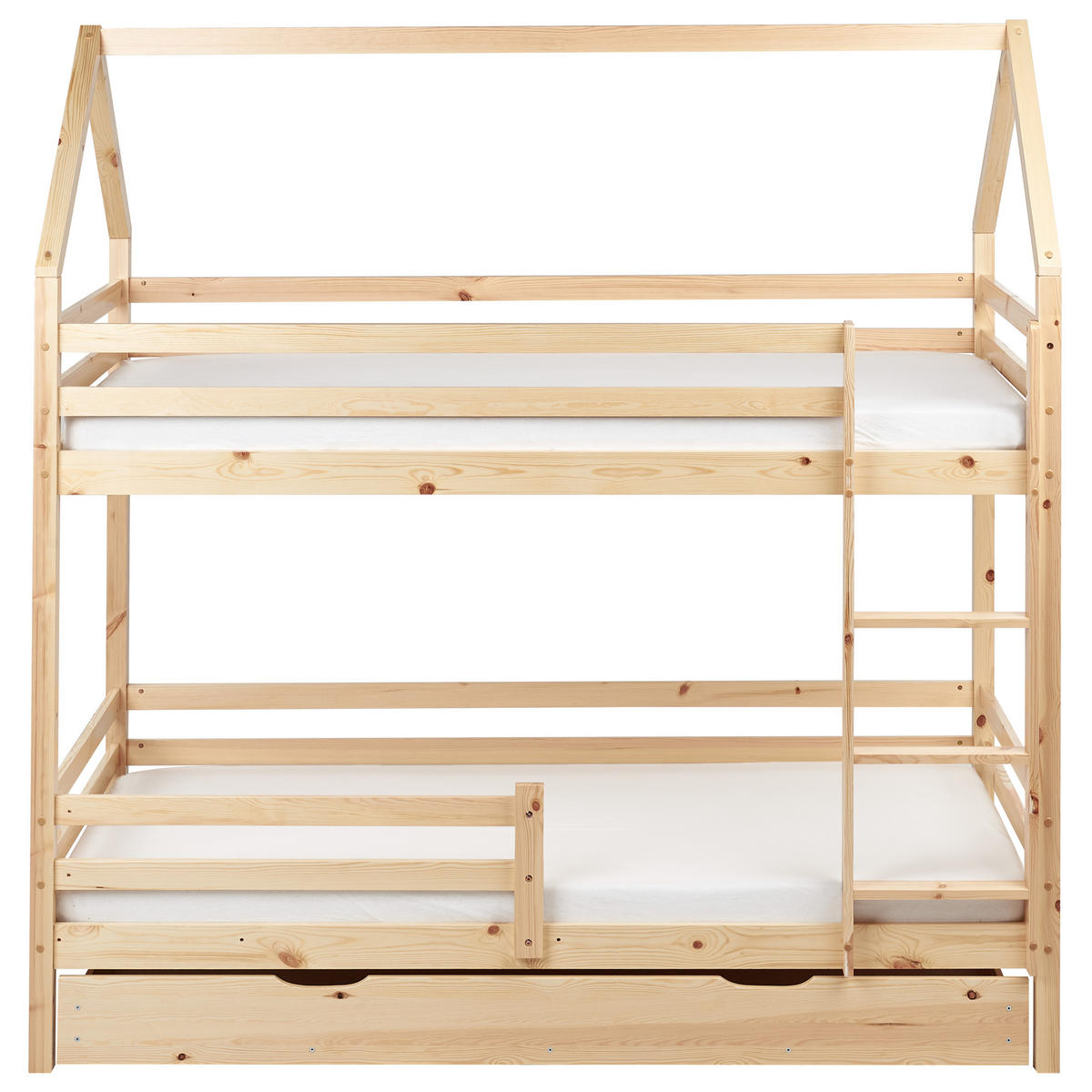 HOCHBETT mit Schaubladen 90x200 cm Braun Girgols - Hellbraun, Holz (90/200cm) - Beliani