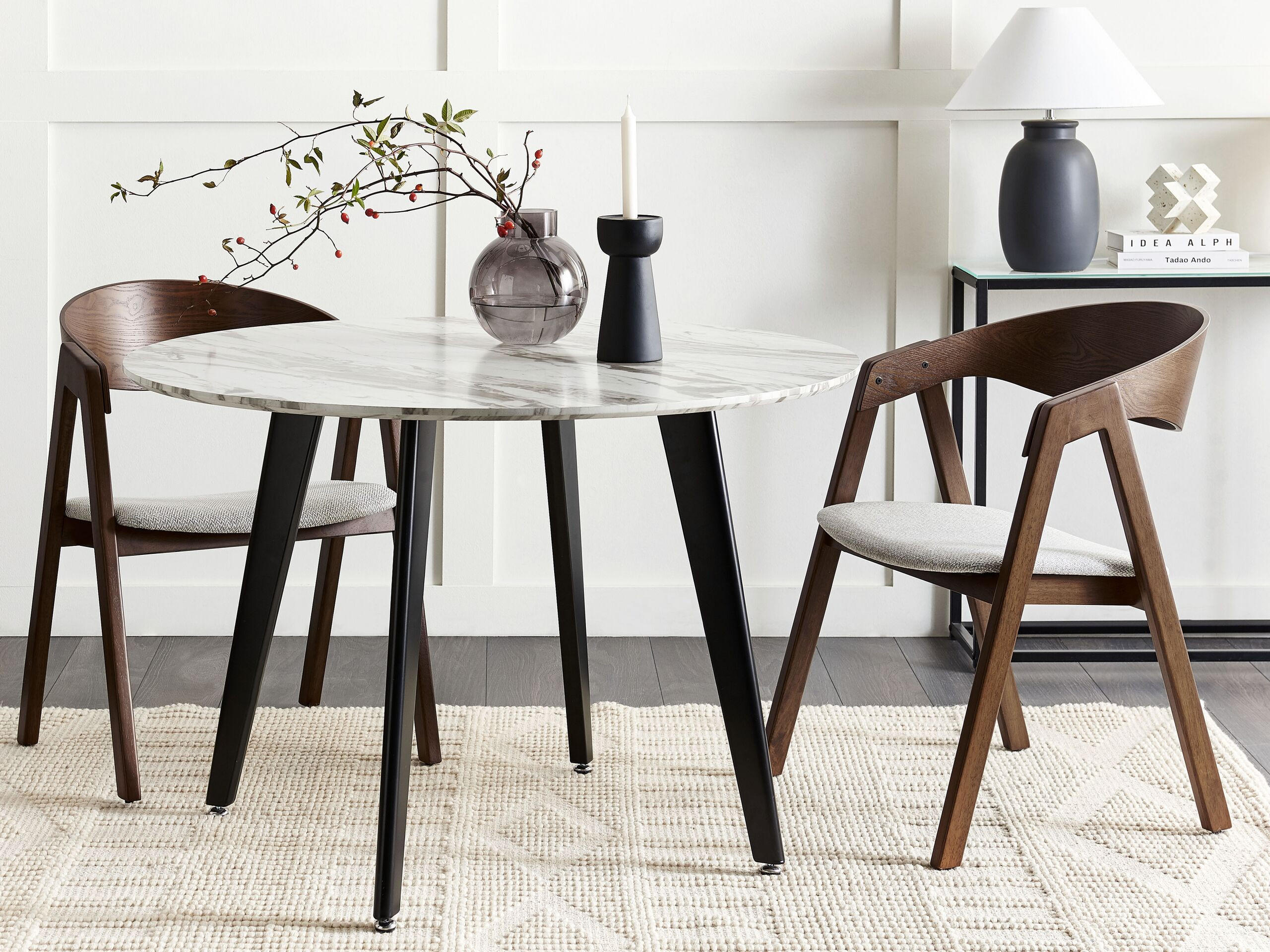 ESSZIMMERSTUHL 2er-Set Holzwerkstoff Dunkler Holzfarbton Yuba - Dunkelbraun, Holz/Textil (56/79/44cm) - Beliani