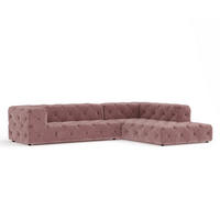 ECKSOFA Cosimo Rosa Samtstoff - Schwarz/Rosa, Holz/Holzwerkstoff (325/228cm) - Maison de Reve