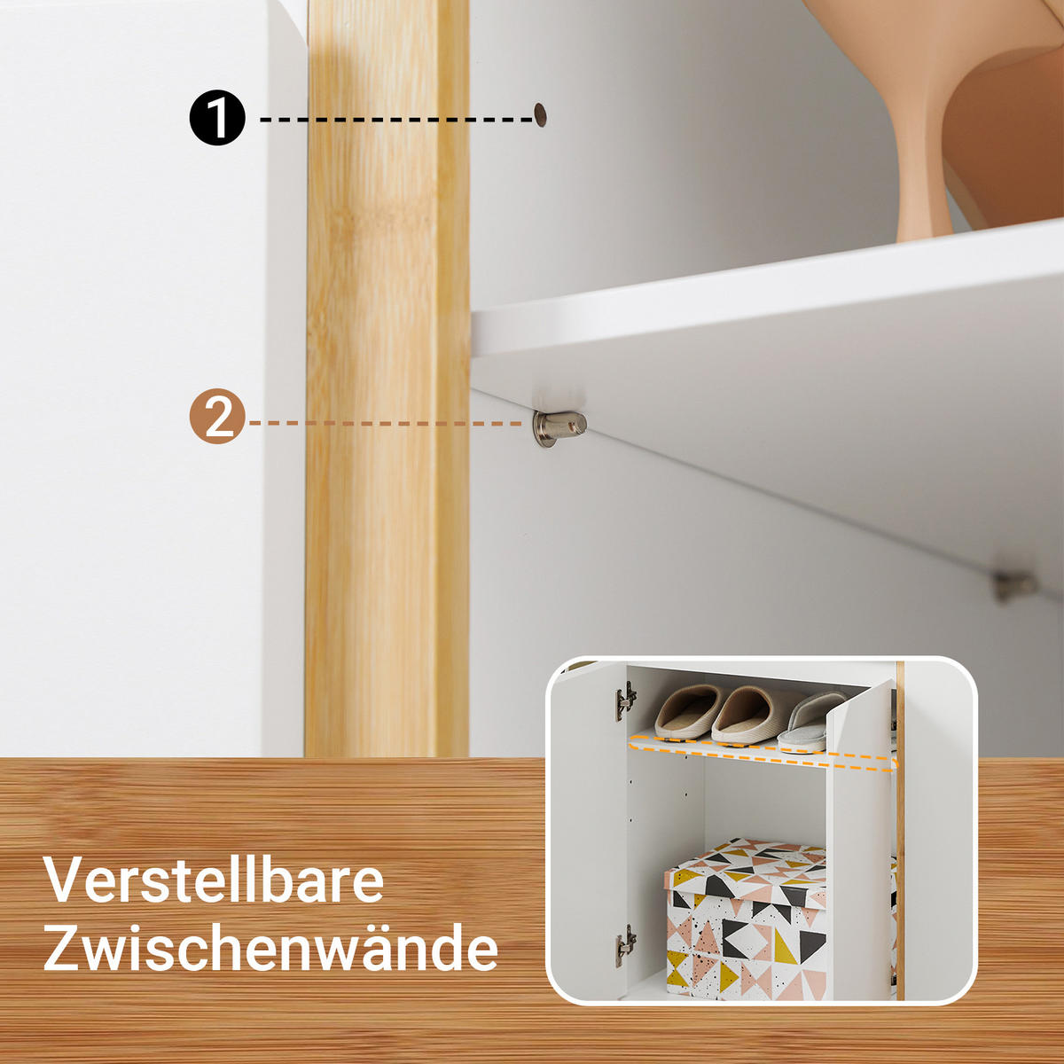 KOMMODE Weiß-Natur - Weiß/Naturfarben, Holz/Holzwerkstoff (80/85/34cm) - SoBuy
