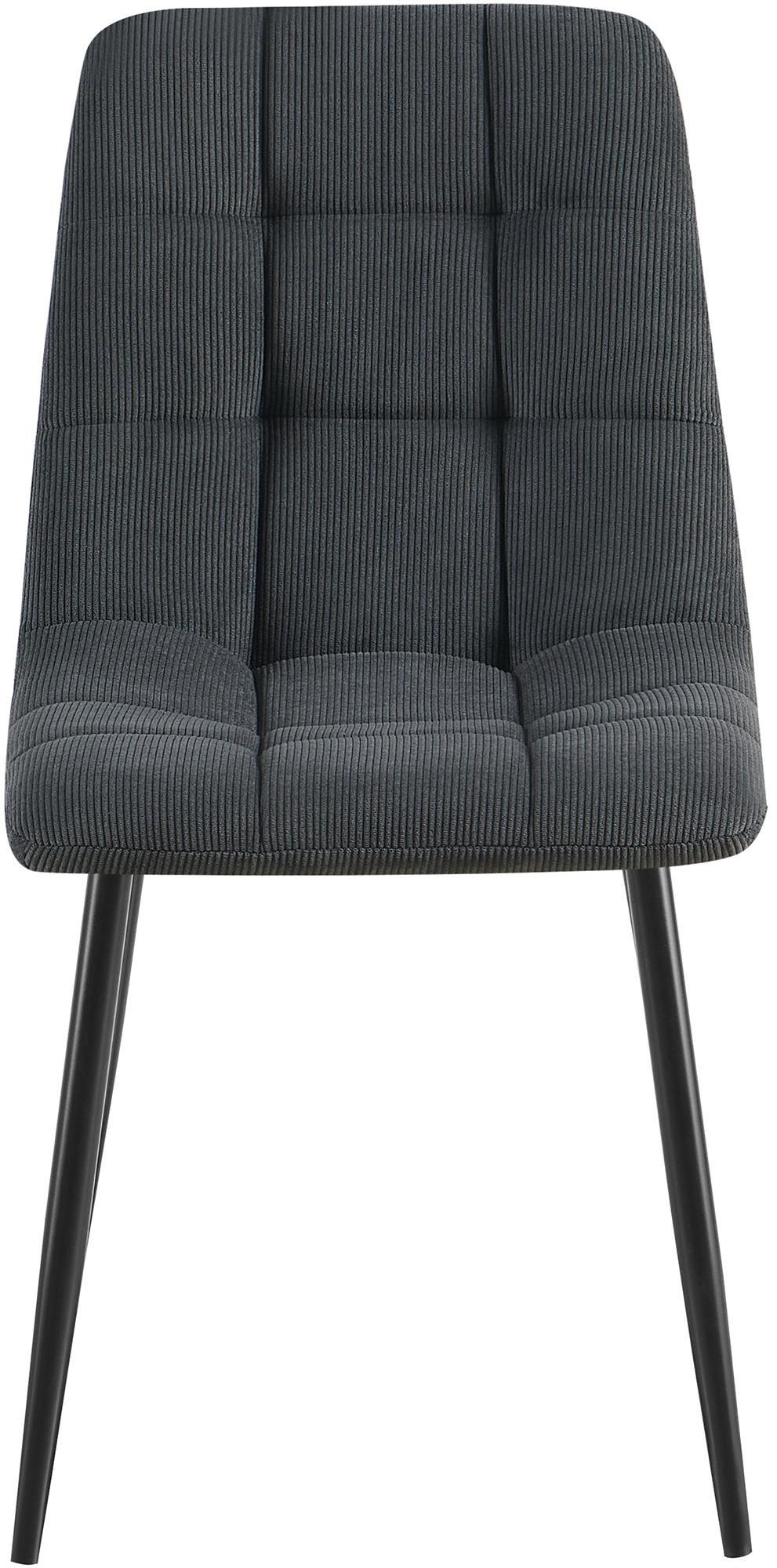 ESSZIMMERSTUHL 2er Set Fanor Cord Schwarz Wohnzimmerstuhl - Schwarz, Textil (45/84/55cm) - DELUKE