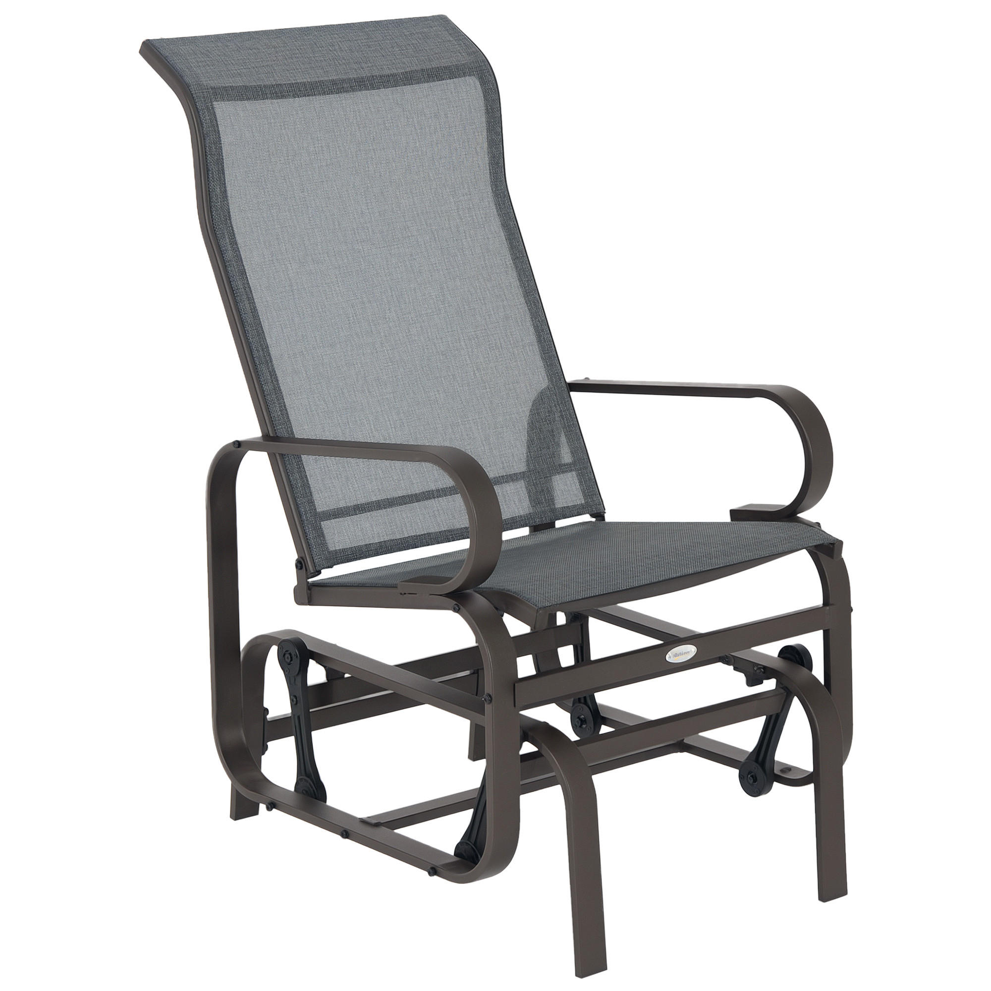 SCHAUKELSTUHL DE-06999 Texteline, wetterfest, bis 160 kg Grau/Braun - Hellbraun/Grau, Textil/Metall (78/105/60cm) - ComfortXL