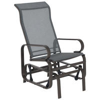 SCHAUKELSTUHL DE-06999 Texteline, wetterfest, bis 160 kg Grau/Braun - Hellbraun/Grau, Textil/Metall (78/105/60cm) - ComfortXL