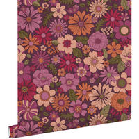 TAPETE Retro Blumen 50 x 900 cm - Lila, Papier (50/900cm) - ESTAhome