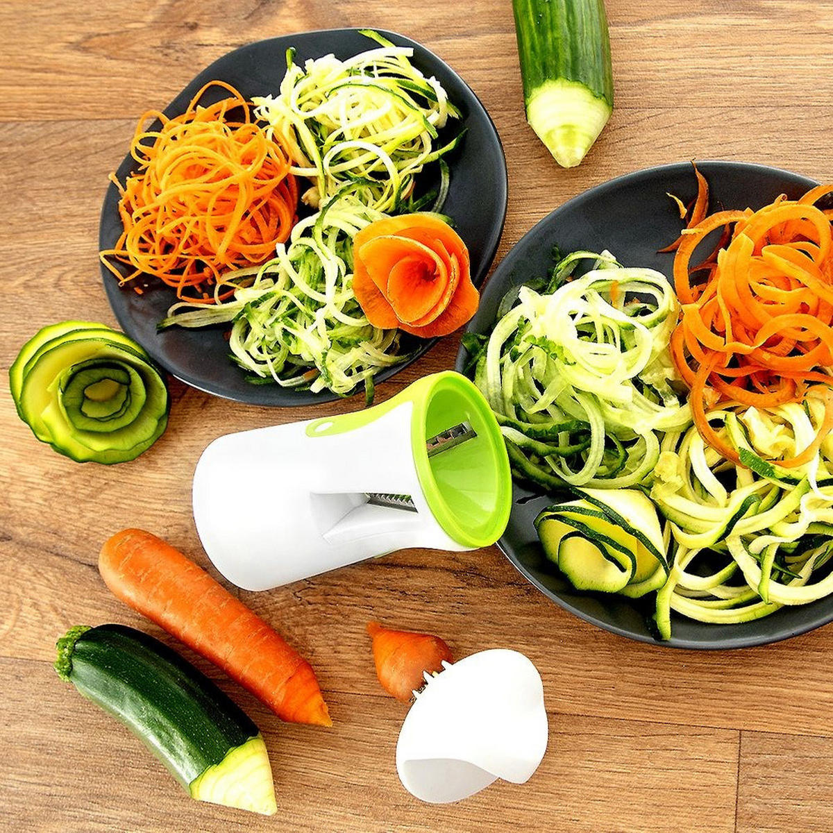 GEMÜSESPAGHETTI-SCHÄRFER 3-in-1 - Weiß, Kunststoff (7/14/7cm) - Orion 