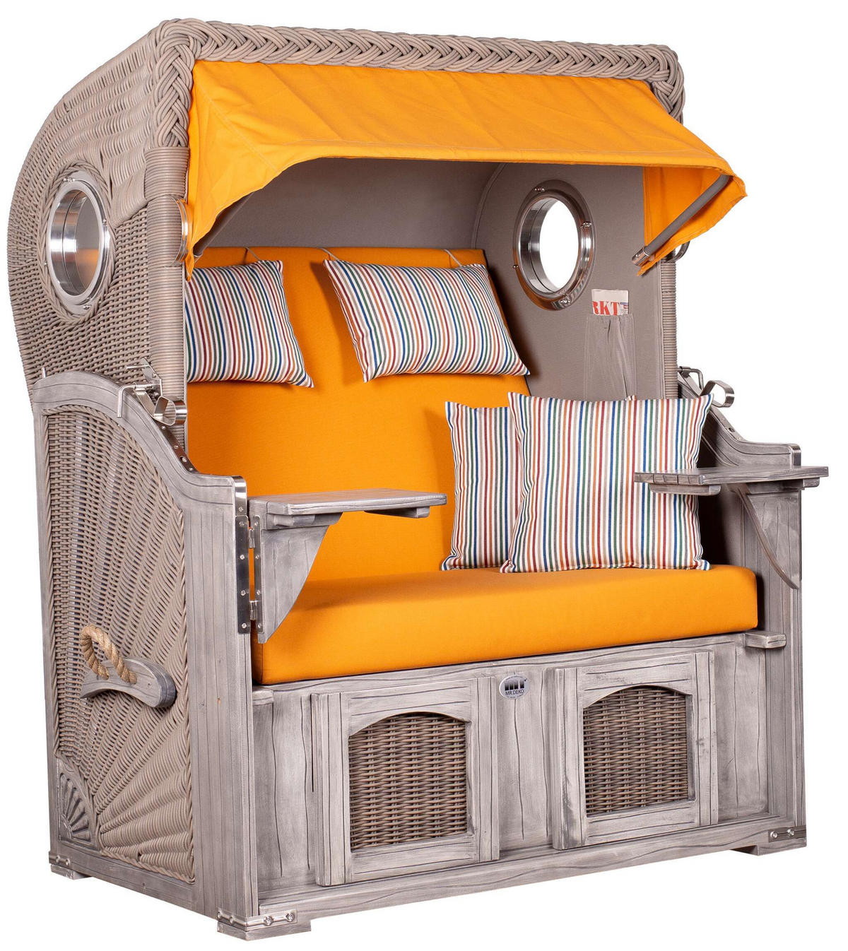 STRANDKORB Düne Koboo Grau Bullaugen - Gelb/Braun, Metall (125/170/80cm) - Mr. Deko